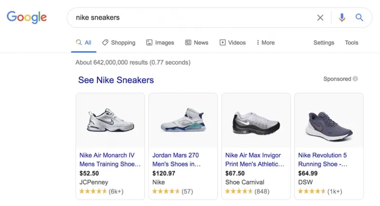 Beispiel einer Shopping-Anzeige auf Google