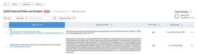 broken links example