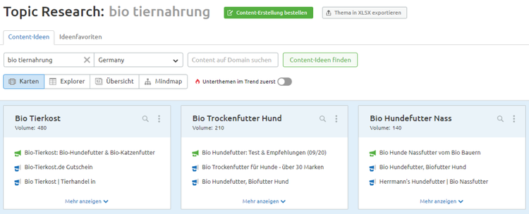 Keyword-Recherche mit SEMrush Topic Research