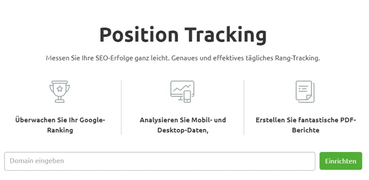 Semrush Position Tracking Landing Page mit 3 Funktionen-Highlights
