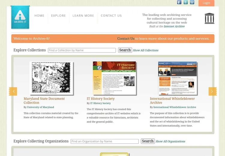 Archive It ist der Bereich von Internet Archive, in dem Nutzer Inhalte hochladen können