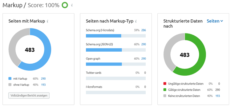 Details zum Markup im Site Audit