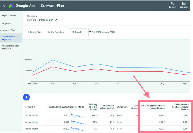Grafik: Google Ads Keyword-Planer