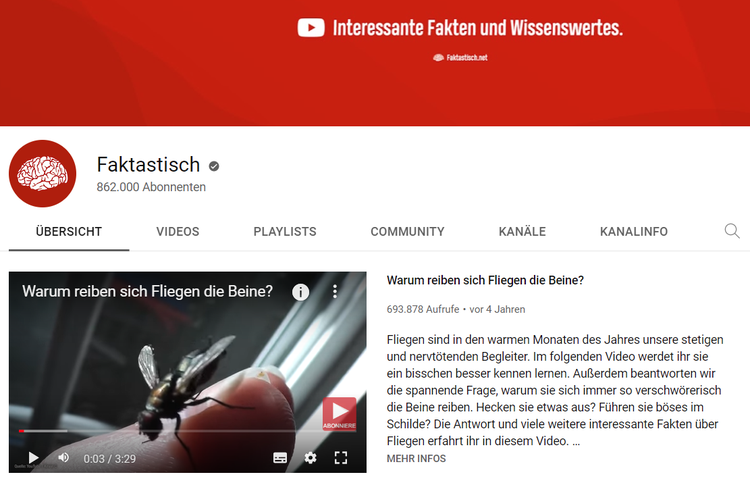 Screenshot: YouTube-Kanal Faktastisch