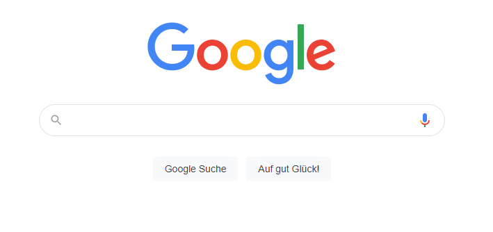 Google-Suchmaschinen-Startseite mit deutschem Suchfeld