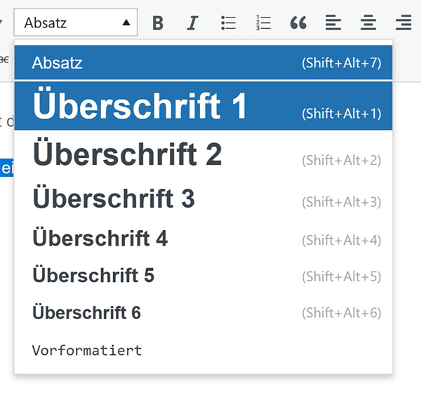 Google Docs paragraph formatting menu with heading levels