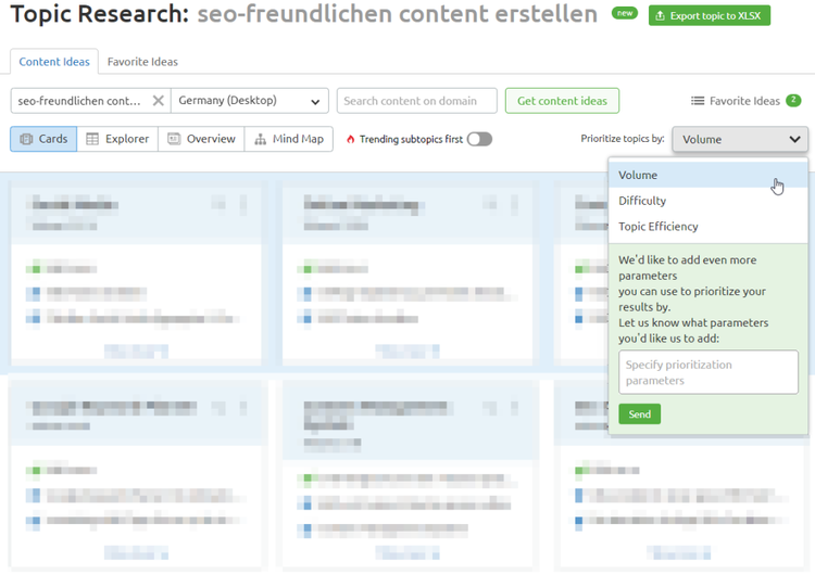 Topic Research: Karten sortieren