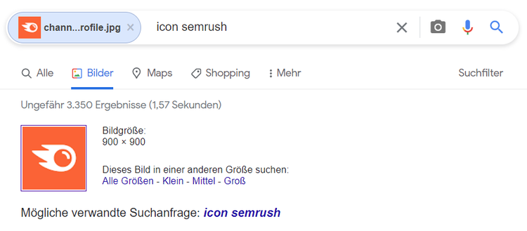 Screenshot: Ergebnisse der Rückwärtssuche