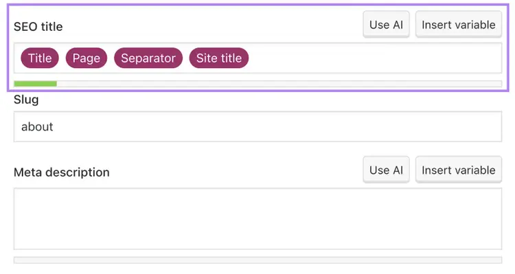 Formular zur Einrichtung des Titel-Tags in Yoast