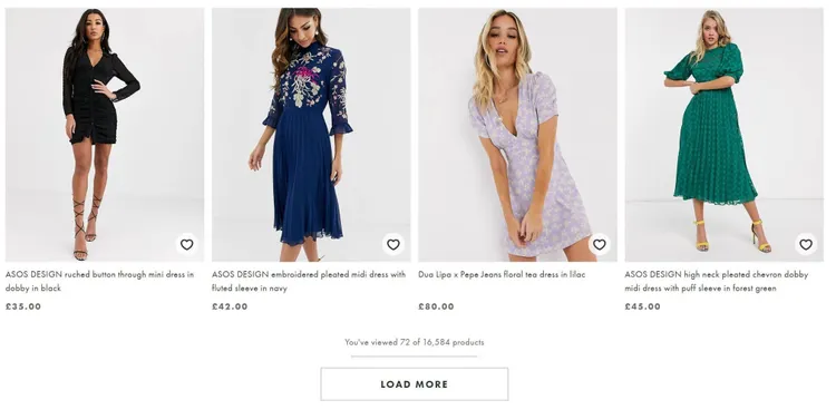 Screenshot Asos: Pagination