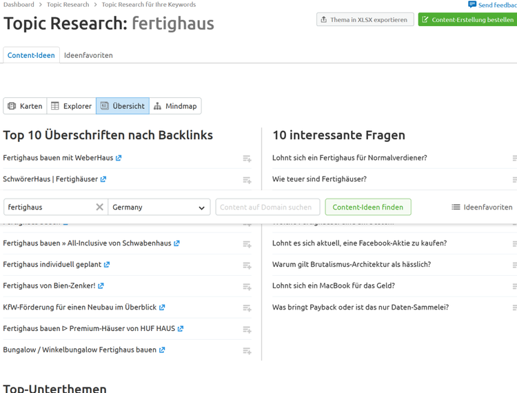 How to expand a list of keyword using Topic Research