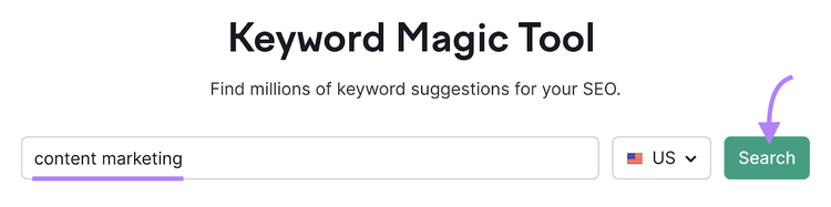 "Mountainbike" in die Suchleiste des Keyword Magic Tools eingegeben