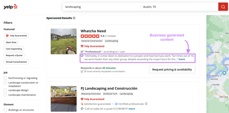 Von Unternehmen erstellte Inhalte für "Whatcha Need" auf Yelp