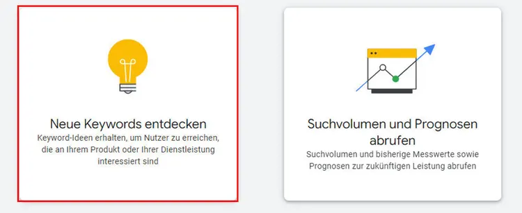 Google Ads Keyword Planner für Keyword-Erkennung Optionen