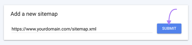 URL, die in den Abschnitt „Neue Sitemap hinzufügen“ eingegeben wurde
