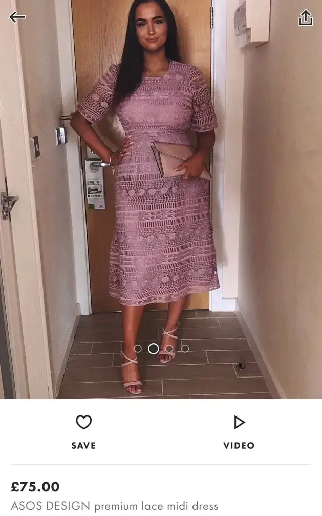 ASOS Produktseite mit Thea Lauryn Chippendale