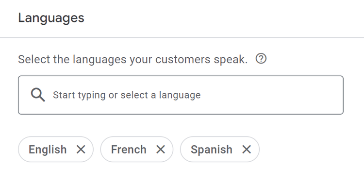 Wählen Sie in Google Ads die Sprachen aus, die Ihre Kunden sprechen.