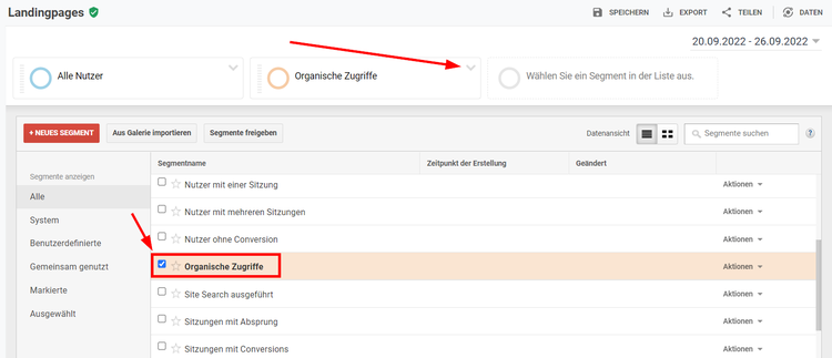Organische Zugriffe in Google Analytics