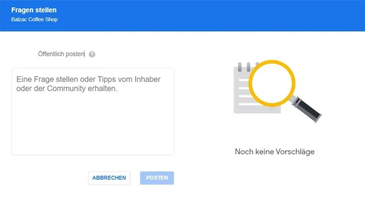 Kunden können direkt von auf der Seite mit den Suchergebnissen Fragen stellen