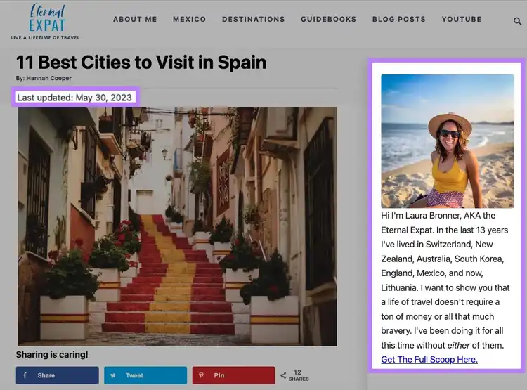 Blog de Eternal Expat sobre "11 mejores ciudades para visitar en España"