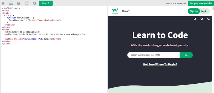Editor Tryit W3Schools