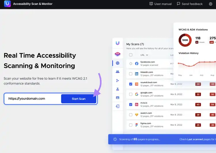 Escaneado de accesibilidad & Inicio de la aplicación Monitor