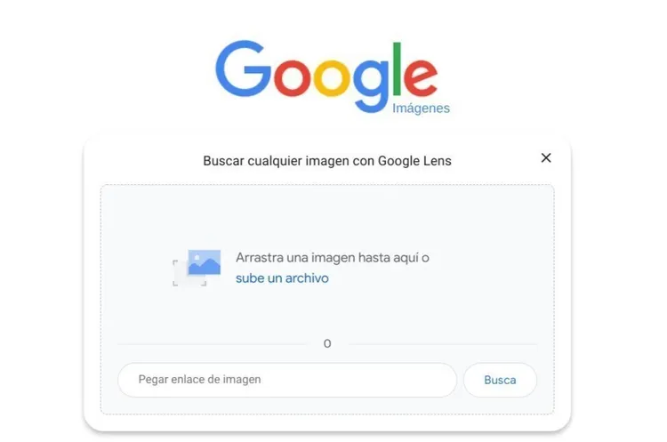 Google Lens: opción para arrastrar imagen o subir archivo
