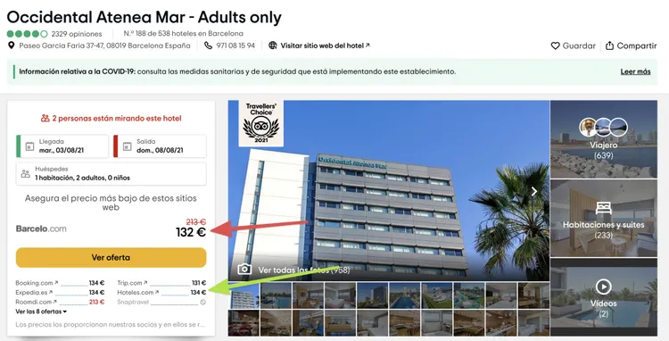 TripAdvisor hotel Occidental Atenea Mar Barcelona con precio y reseñas