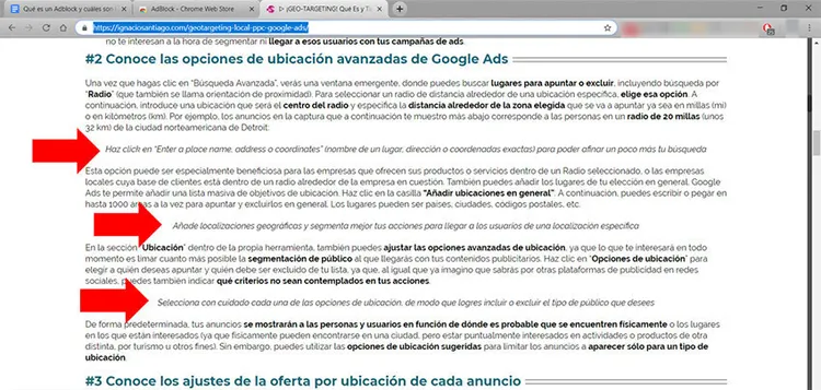 Qué es un Adblock: Ejemplo bloqueo en blog Ignacio Santiago
