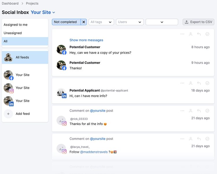 Social Inbox de Semrush