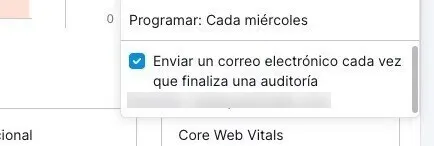 Semrush Site Audit schedule programar miércoles email notificaciones