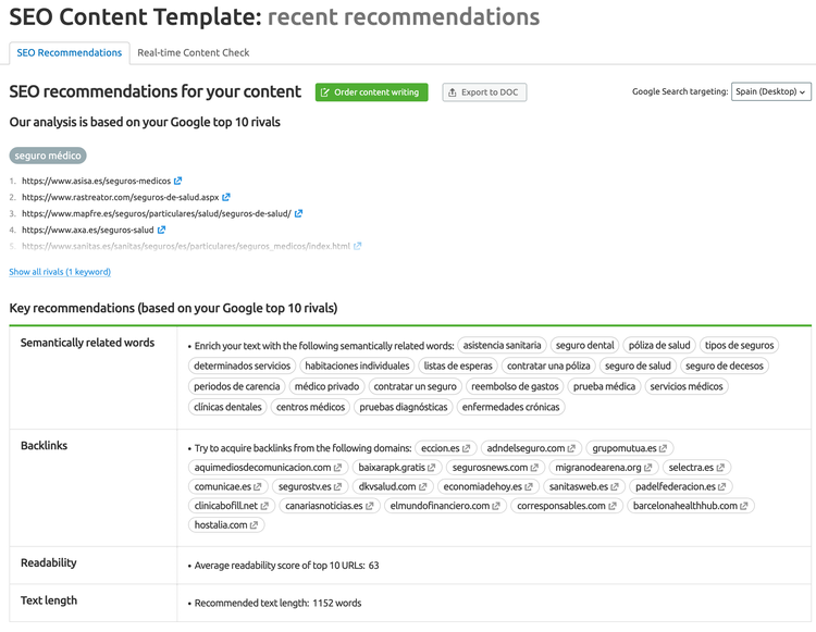 SEO Content Template captura de pantalla