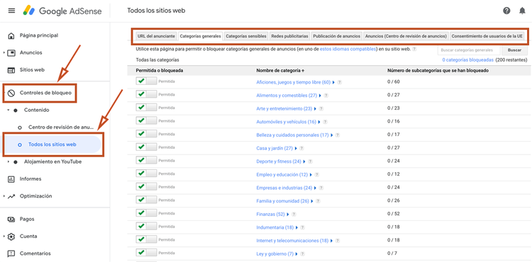 Qué es Google Adsense - Anuncios a bloquear