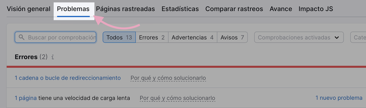 Consulta los problemas de tu web