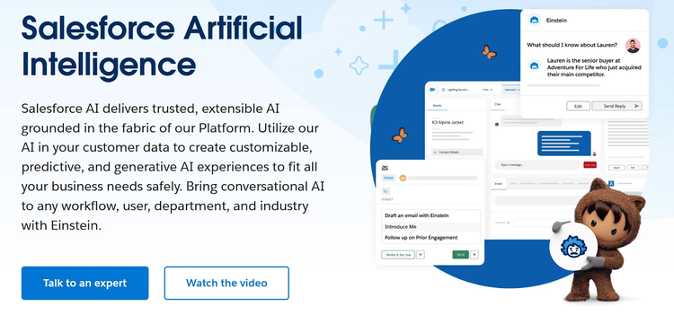 "Página de destino "Inteligencia Artificial de Salesforce