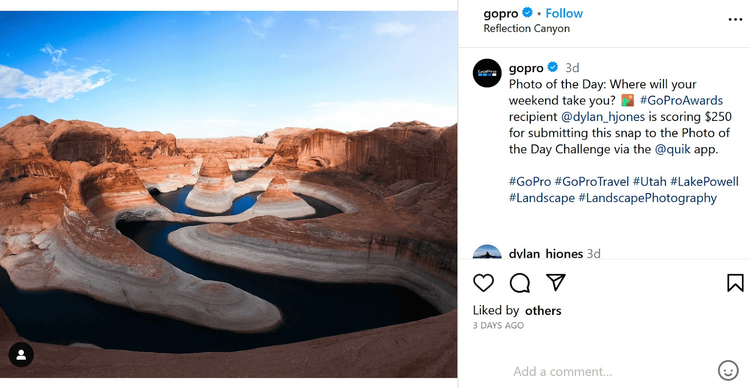 La foto del día de GoPro "" Instagram post