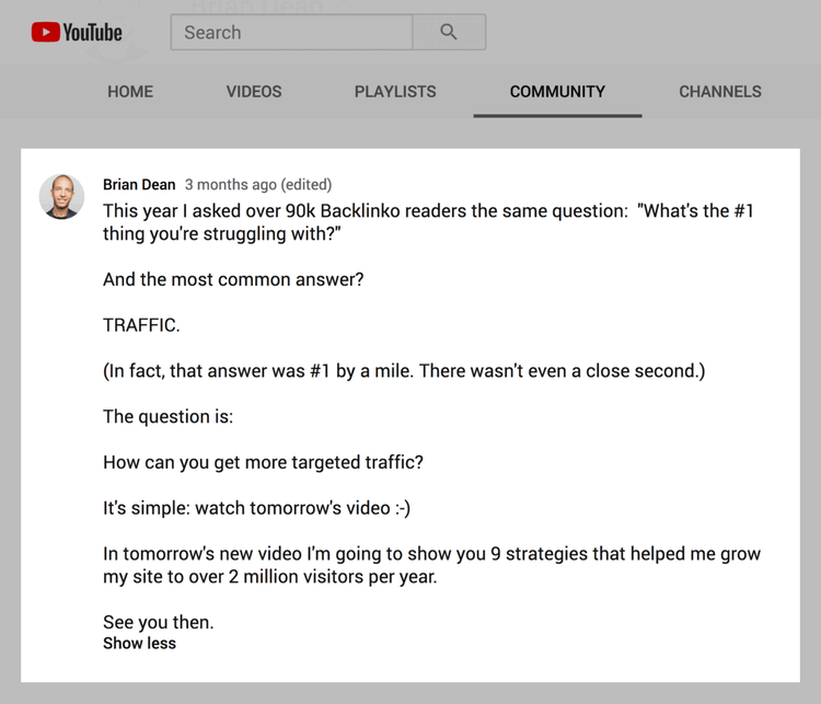 YouTube Community post