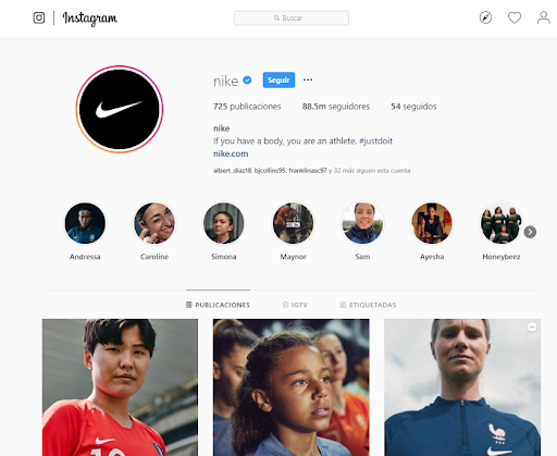Likes en Instagram - Nike