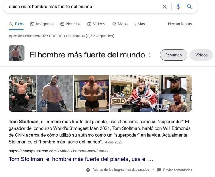 Fragmento destacado Google para búsqueda informativa