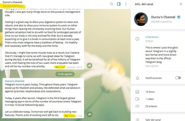 canal telegram Durov's