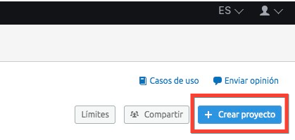 Botón Crear proyecto en interfaz Semrush
