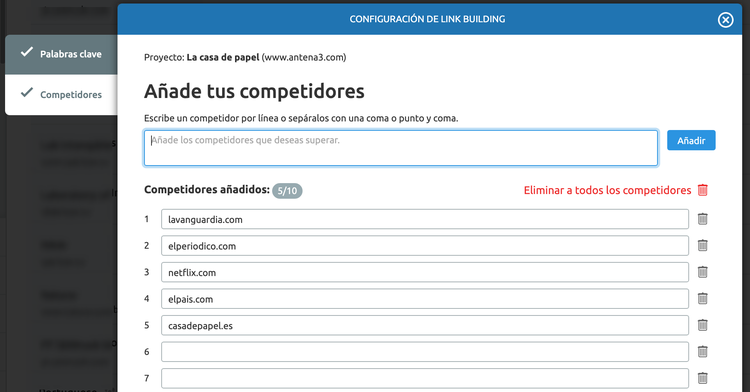 Competidores para linkbuilding