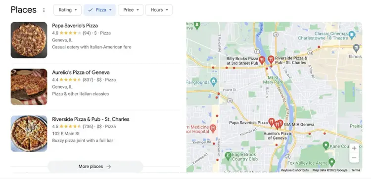 Resultados del paquete local de Google