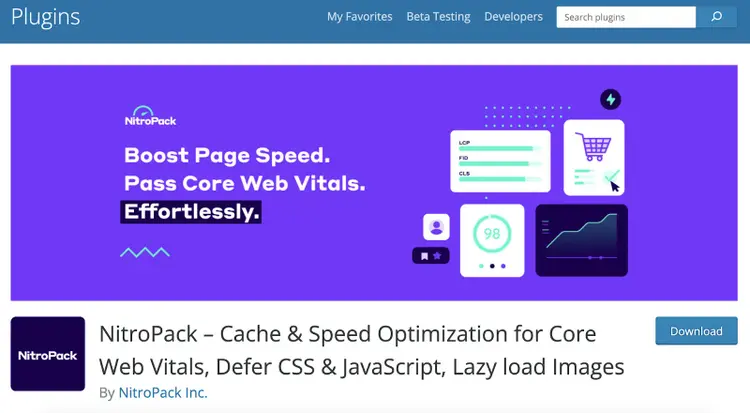 Página del plugin NitroPack