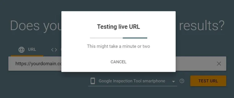 "Probar URL en vivo" en la herramienta Prueba de resultados enriquecidos