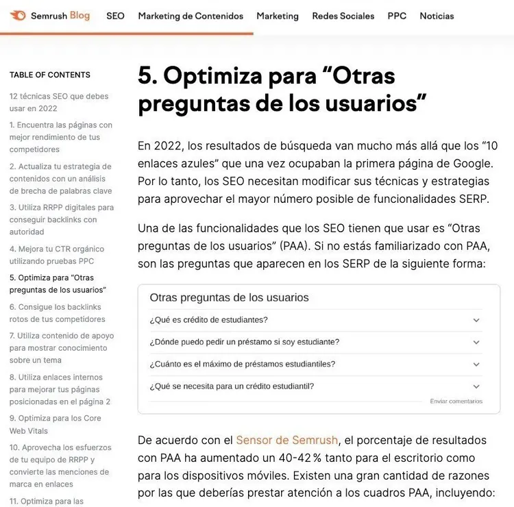 Sección blog Otras preguntas usuarios mostrando cuatro preguntas frecuentes expandibles