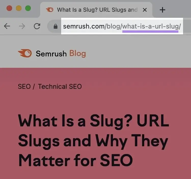 se resalta el slug de la URL