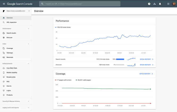 Google Search Console data