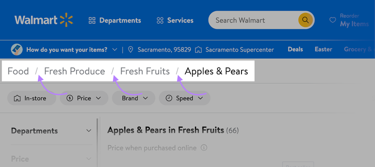 Walmart utiliza la barra oblicua para separar artículos.