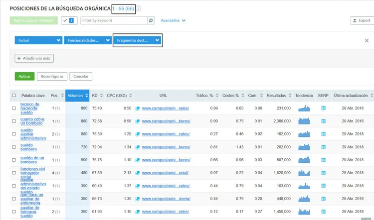 Fragmento destacado - Resultados búsquedas